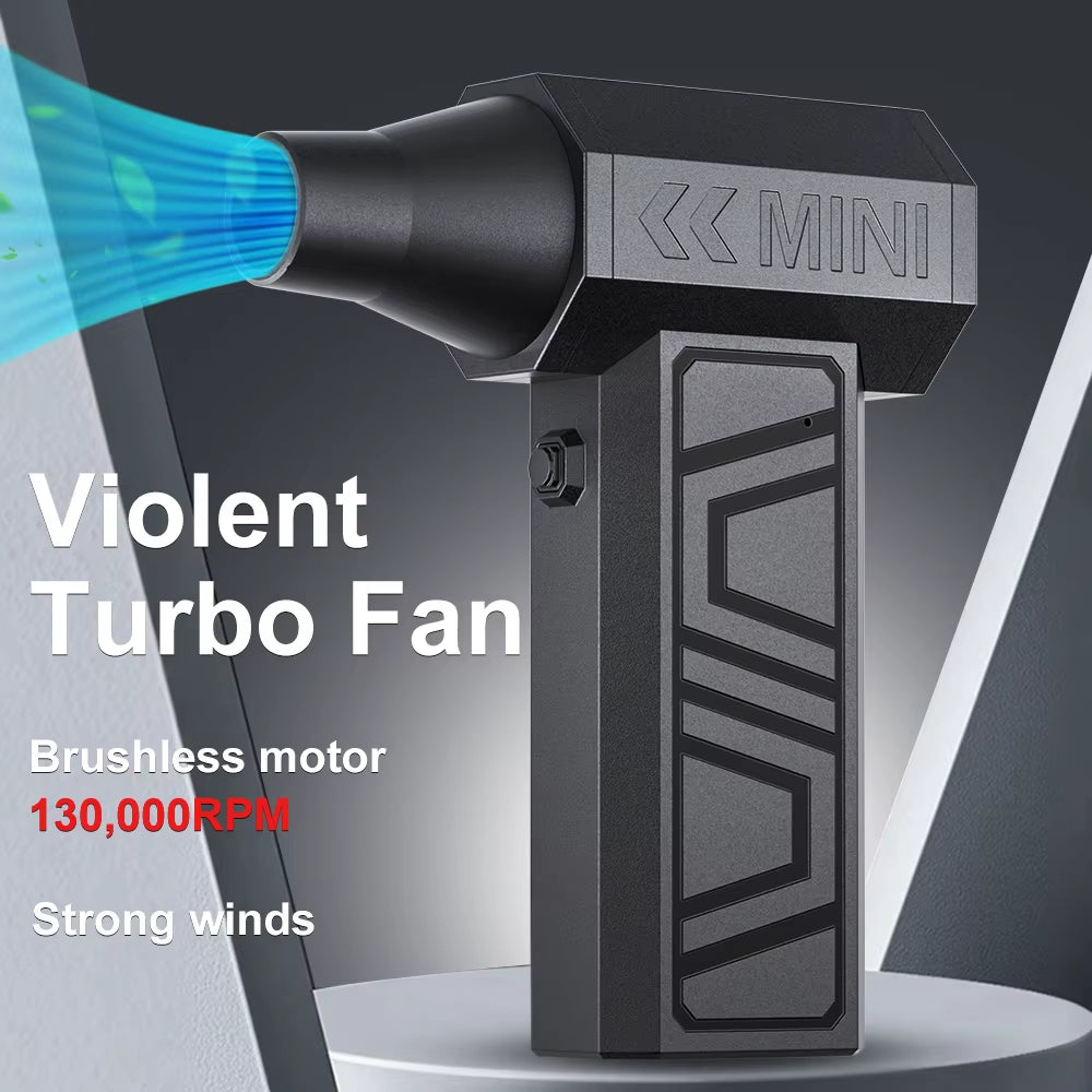 Electric Air Duster Blowing Snow Turbo Jet Fan Car Fan 5 Outlet Nozzles Cleaning Blower Tool 130000RPM Portable Type-C Charging