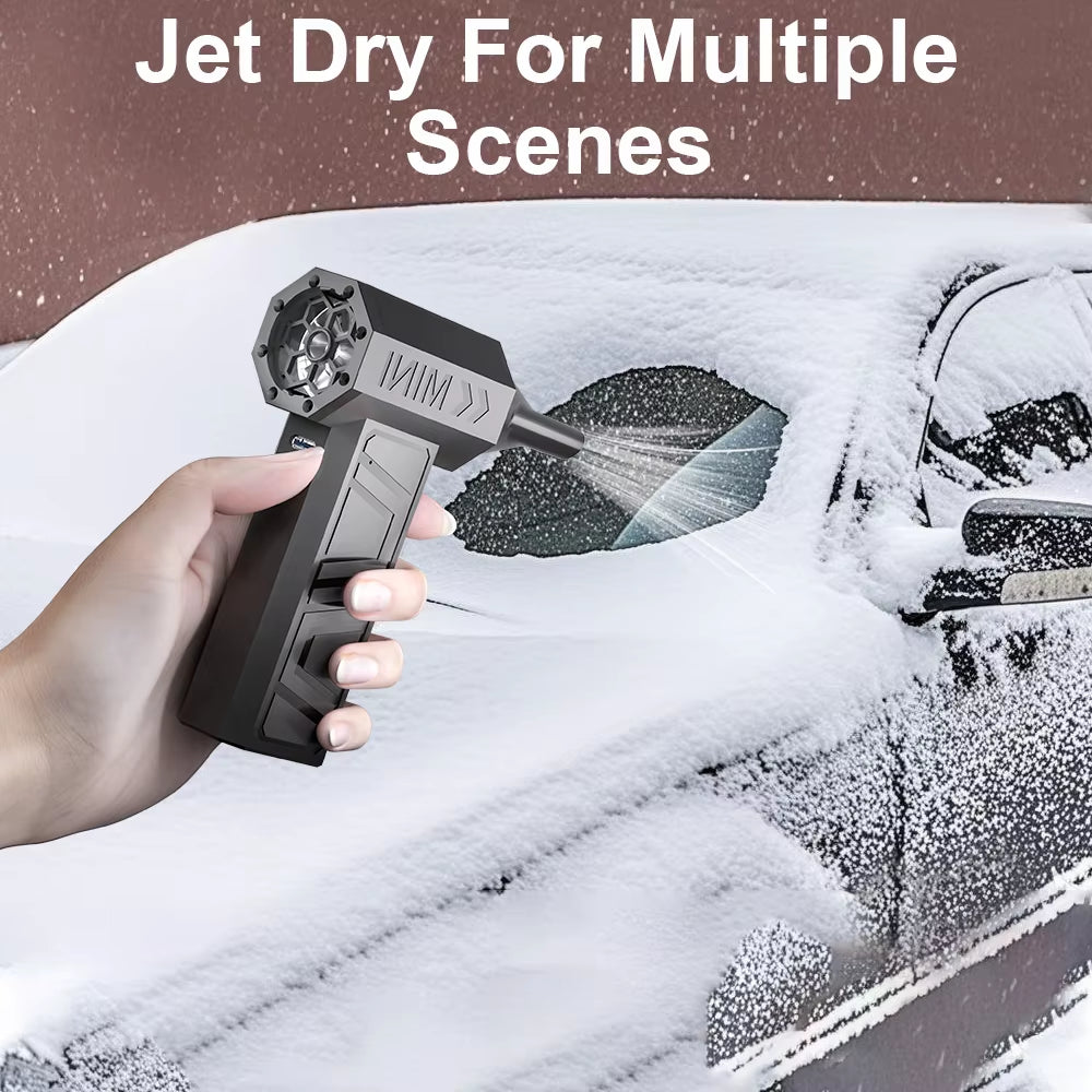 Electric Air Duster Blowing Snow Turbo Jet Fan Car Fan 5 Outlet Nozzles Cleaning Blower Tool 130000RPM Portable Type-C Charging